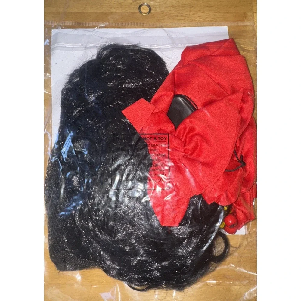 Pirate Wig Eye Patch Beads Adult Size Halloween Costume Cosplay NIP